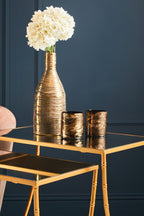 Set of 2 Mirrored Glass Top Rectangular Side Tables with Gold Metal Frame | Avantis