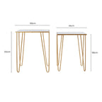 Set of 2 Mirrored Glass Top Rectangular Side Tables with Gold Metal Hairpin Legs | Avantis