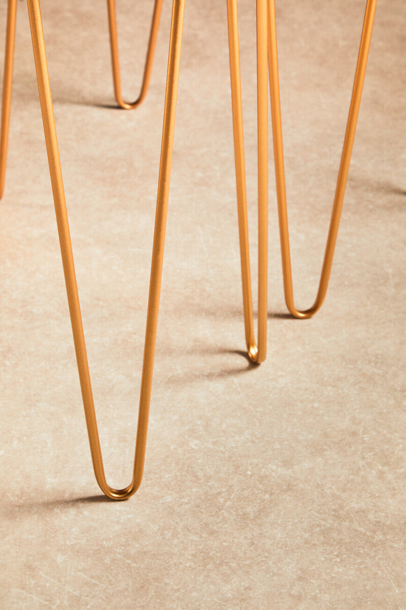 Set of 2 Mirrored Glass Top Rectangular Side Tables with Gold Metal Hairpin Legs | Avantis