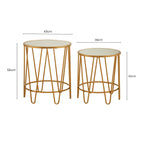 Set of 2 Mirrored Glass Top Side Tables with Gold Hairpin Legs Rounded Design | Avantis