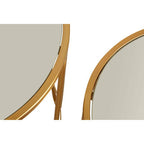 Set of 2 Mirrored Glass Top Side Tables with Gold Hairpin Legs Rounded Design | Avantis