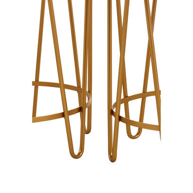 Set of 2 Mirrored Glass Top Side Tables with Gold Hairpin Legs Rounded Design | Avantis