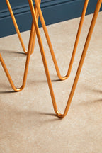 Set of 2 Mirrored Glass Triangle Top Side Tables with Gold Hairpin Legs | Avantis