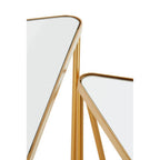 Set of 2 Mirrored Glass Triangle Top Side Tables with Gold Hairpin Legs | Avantis