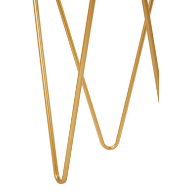 Set of 2 Mirrored Glass Triangle Top Side Tables with Gold Hairpin Legs | Avantis