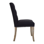 Black Linen Dining Chair with Wooden Legs | Kensington Townhouse