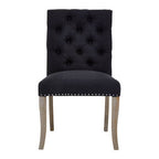 Black Linen Dining Chair with Wooden Legs | Kensington Townhouse