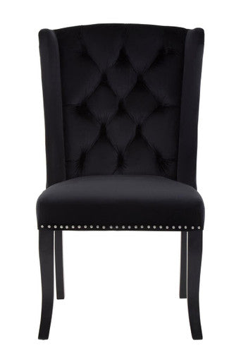 Black Velvet Dining Chair with Dark Legs | Kensington Townhouse