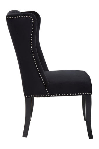 Black Velvet Dining Chair with Dark Legs | Kensington Townhouse