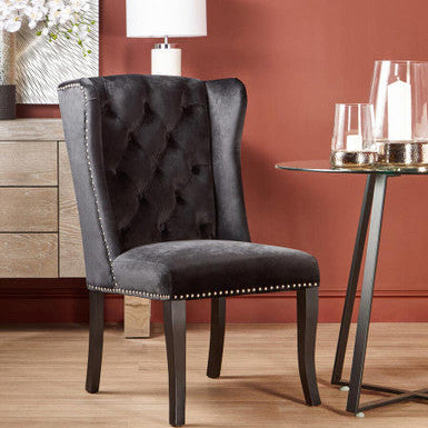 Black Velvet Dining Chair with Dark Legs | Kensington Townhouse