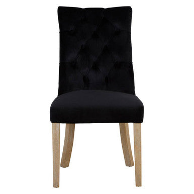 Black Buttoned Dining Chair with Antique Legs | Kensington Townhouse
