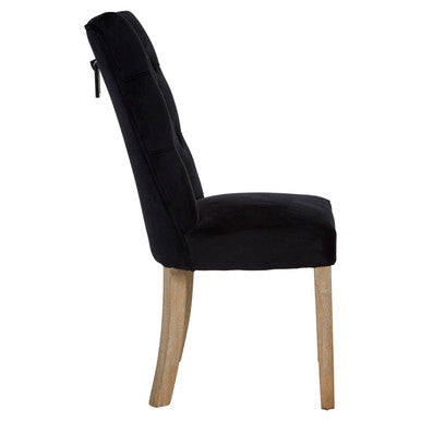 Black Buttoned Dining Chair with Antique Legs | Kensington Townhouse