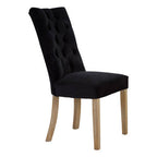 Black Buttoned Dining Chair with Antique Legs | Kensington Townhouse