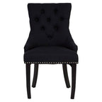 Black Linen Studded Dining Chair | Kensington Townhouse