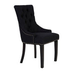 Black Linen Studded Dining Chair | Kensington Townhouse