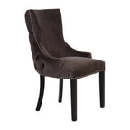 Grey Velvet Button Tufted Dining Chair | Kensington Townhouse