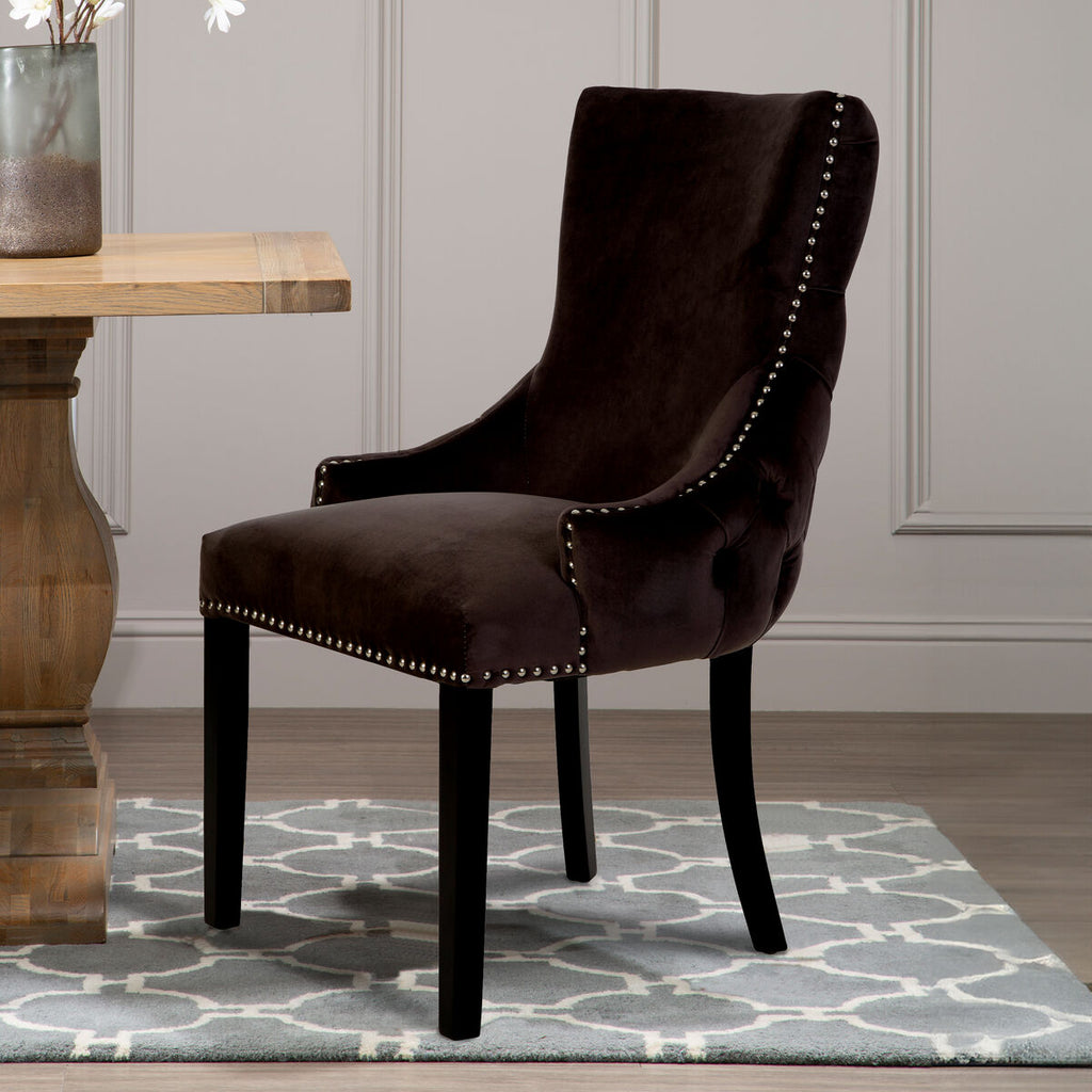 Grey Velvet Button Tufted Dining Chair | Kensington Townhouse