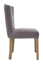 Grey Velvet Dining Chair with Antique Legs | Kensington Townhouse