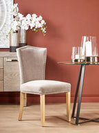 Grey Velvet Dining Chair with Antique Legs | Kensington Townhouse