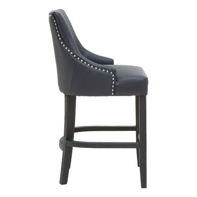 Charcoal Leather Effect Bar Chair | Kensington Townhouse