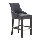 Charcoal Leather Effect Bar Chair | Kensington Townhouse