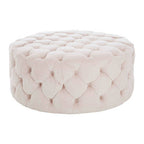 Pale Pink Velvet Round Ottoman Stool | Suri