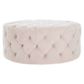 Pale Pink Velvet Round Ottoman Stool | Suri