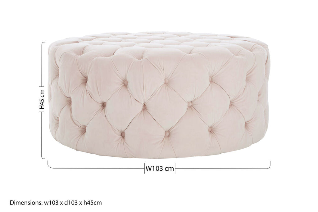 Pale Pink Velvet Round Ottoman Stool | Suri
