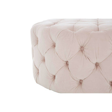 Pale Pink Velvet Round Ottoman Stool | Suri