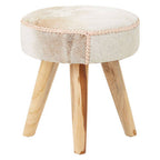 Hair on Leather and Teak Stool | Kendari