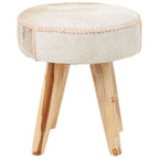 Hair on Leather and Teak Stool | Kendari