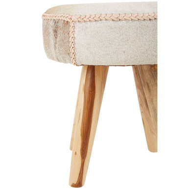 Hair on Leather and Teak Stool | Kendari