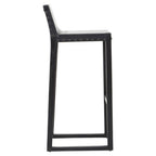 Black Leather and Teak Wood Bar Chair | Kendari