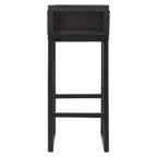 Black Leather and Teak Wood Bar Chair | Kendari