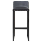 Black Leather and Teak Wood Bar Chair | Kendari