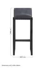 Black Leather and Teak Wood Bar Chair | Kendari