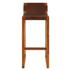 Brown Leather Bar Chair with Teak Wood Frame | Kendari