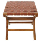 Brown Woven Leather Stool | Kendari