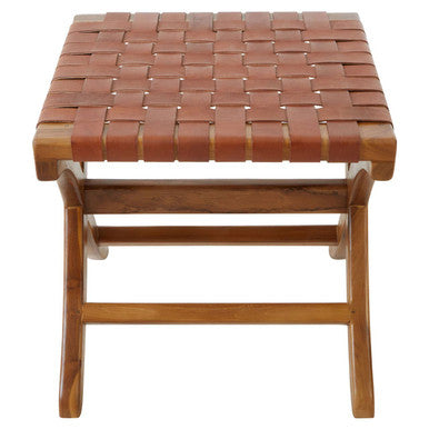 Brown Woven Leather Stool | Kendari