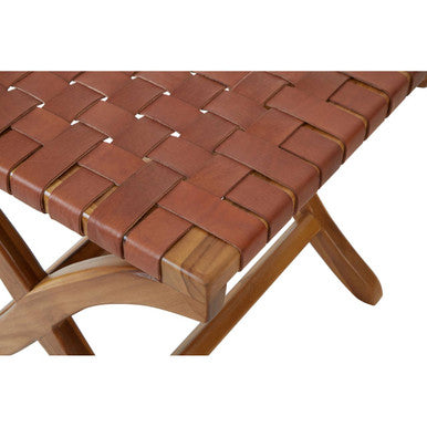 Brown Woven Leather Stool | Kendari
