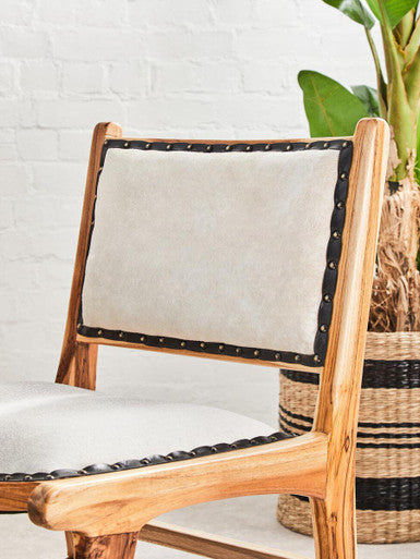 Natural Leather and Teak Wood Dining Chair | Kendari