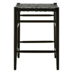 Black Woven Leather Barstool | Kendari