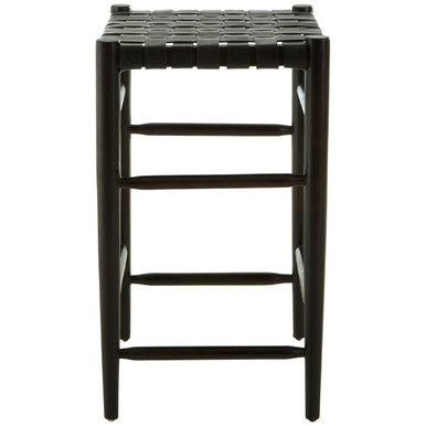 Black Woven Leather Barstool | Kendari