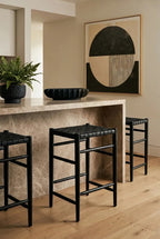 Black Woven Leather Barstool | Kendari