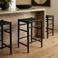 Black Woven Leather Barstool | Kendari