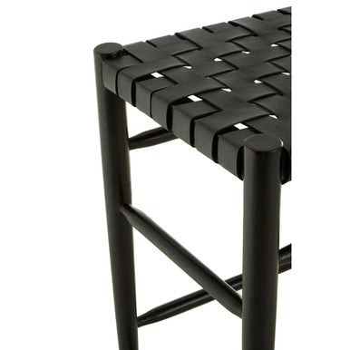 Black Woven Leather Barstool | Kendari