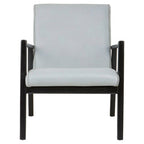 Kendari Grey Leather Chair with Black Teak Frame