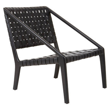 Black Cow Leather Woven Chair | Kendari