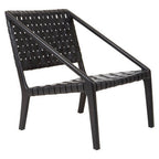 Black Cow Leather Woven Chair | Kendari