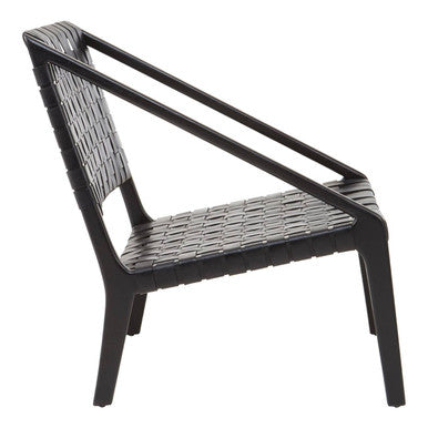 Black Cow Leather Woven Chair | Kendari